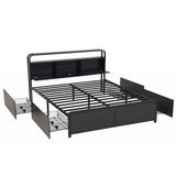 Darrahopens Furniture > Bedroom > Beds & Bed Frames Artiss King Metal Bed Frame 4 Drawers Hidden Storage Headboard HEDY In Australia - Darrahopens