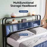 Darrahopens Furniture > Bedroom > Beds & Bed Frames Artiss King Metal Bed Frame 4 Drawers Hidden Storage Headboard HEDY In Australia - Darrahopens