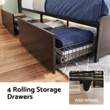 Darrahopens Furniture > Bedroom > Beds & Bed Frames Artiss King Metal Bed Frame 4 Drawers Hidden Storage Headboard HEDY In Australia - Darrahopens
