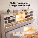 Darrahopens Furniture > Bedroom > Beds & Bed Frames Artiss King Single Bed Frame with Storage, 4 Drawers, USB and Night Light White In Australia - Darrahopens