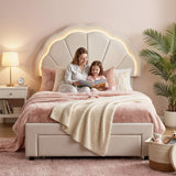 Darrahopens Furniture > Bedroom > Beds & Bed Frames Artiss King Single Bed Frame with Storage Drawer Upholstered Velvet Platform Bed LED Headboard
