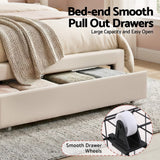 Darrahopens Furniture > Bedroom > Beds & Bed Frames Artiss King Single Bed Frame with Storage Drawer Upholstered Velvet Platform Bed LED Headboard