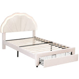 Darrahopens Furniture > Bedroom > Beds & Bed Frames Artiss King Single Bed Frame with Storage Drawer Upholstered Velvet Platform Bed LED Headboard
