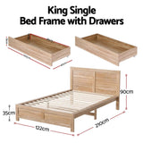 Darrahopens Furniture > Bedroom > Beds & Bed Frames Artiss King Single Size Bed Frame with 2 Drawers Bedroom Furniture