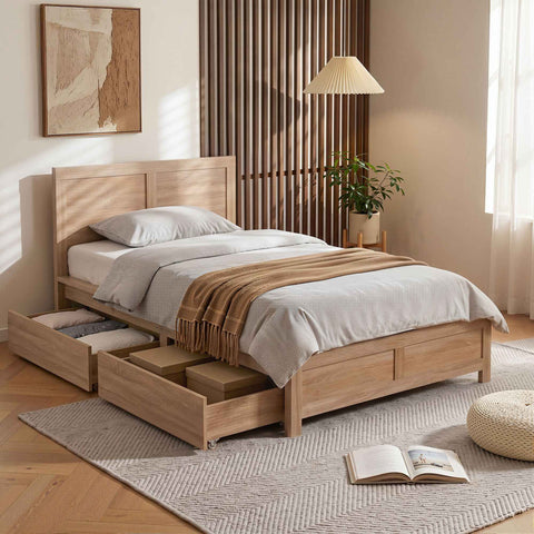 Darrahopens Furniture > Bedroom > Beds & Bed Frames Artiss King Single Size Bed Frame with 2 Drawers Bedroom Furniture