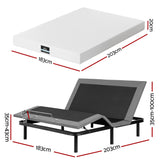 Darrahopens Furniture > Bedroom > Beds & Bed Frames Artiss King size bed frame & Giselle Bedding King Mattress Combo, adjustable bed Base for Snoring Relief, Independent Head Foot Incline, Wireless Remote, Black,20cm Thickness
