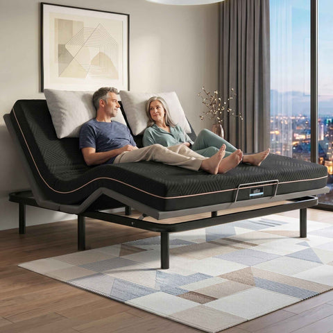 Darrahopens Furniture > Bedroom > Beds & Bed Frames Artiss King size bed frame with Giselle Bedding King Mattress, adjustable bed Base Combo for Snoring Relief, Independent Head Foot Incline, Wireless Remote, Black,18cm Thickness