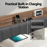Darrahopens Furniture > Bedroom > Beds & Bed Frames Artiss Metal Bed Frame Double Size with 2-Tier Hidden Storage with Charging Station