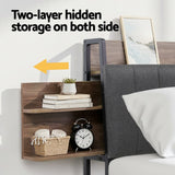 Darrahopens Furniture > Bedroom > Beds & Bed Frames Artiss Metal Bed Frame Double Size with 2-Tier Hidden Storage with Charging Station