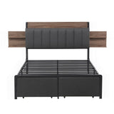 Darrahopens Furniture > Bedroom > Beds & Bed Frames Artiss Metal Bed Frame Double Size with 2-Tier Hidden Storage with Charging Station