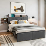Darrahopens Furniture > Bedroom > Beds & Bed Frames Artiss Metal Bed Frame Double Size with 2-Tier Hidden Storage with Charging Station