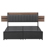 Darrahopens Furniture > Bedroom > Beds & Bed Frames Artiss Metal Bed Frame King Size with 2-Tier Hidden Storage with Charging Station