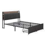 Darrahopens Furniture > Bedroom > Beds & Bed Frames Artiss Metal Bed Frame King Size with 2-Tier Hidden Storage with Charging Station
