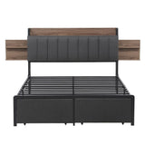 Darrahopens Furniture > Bedroom > Beds & Bed Frames Artiss Metal Bed Frame Queen Size with 2-Tier Hidden Storage with Charging Station