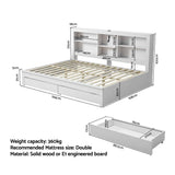Darrahopens Furniture > Bedroom > Beds & Bed Frames Artiss Noise-Free White Farmhouse Solid Wood Double Platform Bed Frame with Storage Headboard, Charging Station and Drawers for Bedroom and Apartment
