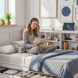 Darrahopens Furniture > Bedroom > Beds & Bed Frames Artiss Noise-Free White Farmhouse Solid Wood Double Platform Bed Frame with Storage Headboard, Charging Station and Drawers for Bedroom and Apartment