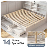 Darrahopens Furniture > Bedroom > Beds & Bed Frames Artiss Noise-Free White Farmhouse Solid Wood Double Platform Bed Frame with Storage Headboard, Charging Station and Drawers for Bedroom and Apartment