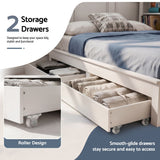 Darrahopens Furniture > Bedroom > Beds & Bed Frames Artiss Noise-Free White Farmhouse Solid Wood Double Platform Bed Frame with Storage Headboard, Charging Station and Drawers for Bedroom and Apartment