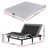 Darrahopens Furniture > Bedroom > Beds & Bed Frames Artiss Queen Bed Frame and Giselle Bedding Queen Memory Foam Mattress Set, Electric Bed Base with Zero Gravity & 7 Zone Cooling Comfort for Back Pain Relief, Black & Grey, 15cm Thickness