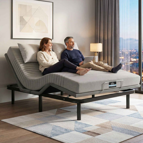 Darrahopens Furniture > Bedroom > Beds & Bed Frames Artiss Queen Bed Frame and Giselle Bedding Queen Memory Foam Mattress Set, Electric Bed Base with Zero Gravity & 7 Zone Cooling Comfort for Back Pain Relief, Black & Grey, 15cm Thickness