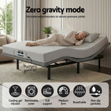 Darrahopens Furniture > Bedroom > Beds & Bed Frames Artiss Queen Bed Frame and Giselle Bedding Queen Memory Foam Mattress Set, Electric Bed Base with Zero Gravity & 7 Zone Cooling Comfort for Back Pain Relief, Black & Grey, 15cm Thickness