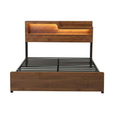 Darrahopens Furniture > Bedroom > Beds & Bed Frames Artiss Queen Bed Frame Metal with Charging Station LED Light Storage Shelf In Australia - Darrahopens