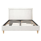 Darrahopens Furniture > Bedroom > Beds & Bed Frames Artiss Queen Bed Frame Platform Bed Base Upholstered Headboard Linen Fabric Beige