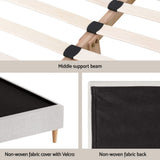 Darrahopens Furniture > Bedroom > Beds & Bed Frames Artiss Queen Bed Frame Platform Bed Base Upholstered Headboard Linen Fabric Beige
