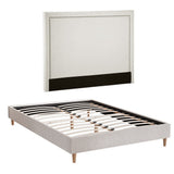 Darrahopens Furniture > Bedroom > Beds & Bed Frames Artiss Queen Bed Frame Platform Bed Base Upholstered Headboard Linen Fabric Beige