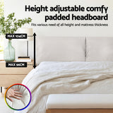 Darrahopens Furniture > Bedroom > Beds & Bed Frames Artiss Queen Bed Frame RGB LED Floating Beds Adjustable Headboard Beige White