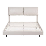 Darrahopens Furniture > Bedroom > Beds & Bed Frames Artiss Queen Bed Frame RGB LED Floating Beds Adjustable Headboard Beige White