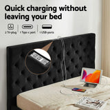 Darrahopens Furniture > Bedroom > Beds & Bed Frames Artiss Queen Bed Frame Storage Charging Station Upholstered 3 Drawers USB Type-C