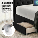 Darrahopens Furniture > Bedroom > Beds & Bed Frames Artiss Queen Bed Frame Storage Charging Station Upholstered 3 Drawers USB Type-C