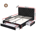 Darrahopens Furniture > Bedroom > Beds & Bed Frames Artiss Queen Bed Frame Storage Charging Station Upholstered 3 Drawers USB Type-C