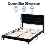 Darrahopens Furniture > Bedroom > Beds & Bed Frames Artiss Queen Bed Frame Upholstered Platform Base with Geometric Headboard Black Velvet