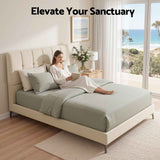 Darrahopens Furniture > Bedroom > Beds & Bed Frames Artiss Queen Bed Frame Upholstered Platform Bed with Tufted Headboard 300kg Support