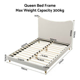 Darrahopens Furniture > Bedroom > Beds & Bed Frames Artiss Queen Bed Frame with Boucle Headboard, Beige, 300kg Capacity In Australia - Darrahopens
