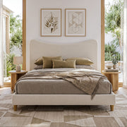 Darrahopens Furniture > Bedroom > Beds & Bed Frames Artiss Queen Bed Frame with Boucle Headboard, Beige, 300kg Capacity In Australia - Darrahopens