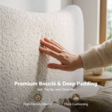 Darrahopens Furniture > Bedroom > Beds & Bed Frames Artiss Queen Bed Frame with Boucle Headboard, Beige, 300kg Capacity In Australia - Darrahopens