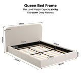 Darrahopens Furniture > Bedroom > Beds & Bed Frames Artiss Queen Bed Frame with Bouclé Headboard, USB-C Charging & Night Lights In Australia - Darrahopens