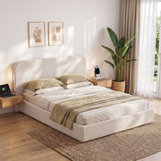 Darrahopens Furniture > Bedroom > Beds & Bed Frames Artiss Queen Bed Frame with Bouclé Headboard, USB-C Charging & Night Lights In Australia - Darrahopens