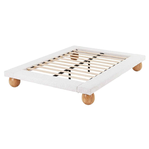 Darrahopens Furniture > Bedroom > Beds & Bed Frames Artiss Queen Bed Frame with Boucle Upholstery and Solid Rubber Wood Legs In Australia - Darrahopens