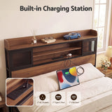 Darrahopens Furniture > Bedroom > Beds & Bed Frames Artiss Queen Bed Frame with Charging Station 4 Drawers Storage Oak In Australia - Darrahopens