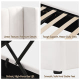 Darrahopens Furniture > Bedroom > Beds & Bed Frames Artiss Queen Bed Frame with Gaslift Storage USB Type-C Charging Ports Velvet Upholstery White