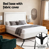 Darrahopens Furniture > Bedroom > Beds & Bed Frames Artiss Queen Bed Frame with Headboard Platform Bed Base Grey Beige Fabric Metal