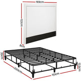 Darrahopens Furniture > Bedroom > Beds & Bed Frames Artiss Queen Bed Frame with Headboard Platform Bed Base Grey Beige Fabric Metal