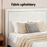 Darrahopens Furniture > Bedroom > Beds & Bed Frames Artiss Queen Bed Frame with Headboard Platform Bed Base Grey Beige Fabric Metal