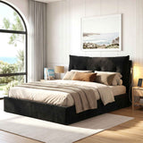 Darrahopens Furniture > Bedroom > Beds & Bed Frames Artiss Queen Bed Frame with Horizontal Gas Lift Storage with LED Light USB Type-C Charging Station Black Velvet