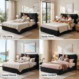 Darrahopens Furniture > Bedroom > Beds & Bed Frames Artiss Queen Bed Frame with Horizontal Gas Lift Storage with LED Light USB Type-C Charging Station Black Velvet