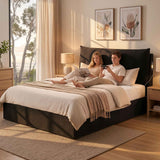 Darrahopens Furniture > Bedroom > Beds & Bed Frames Artiss Queen Bed Frame with Horizontal Gas Lift Storage with LED Light USB Type-C Charging Station Black Velvet